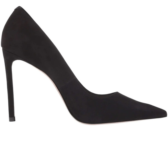 Schutz Lou Pump 4 inch stiletto heel pointed toe low vamp suede black 6.5 - Picture 16 of 16